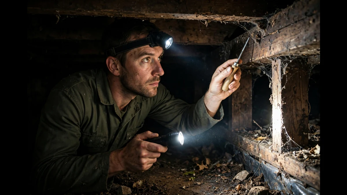 Technician performing a termite inspection at a Dalton, Georgia home